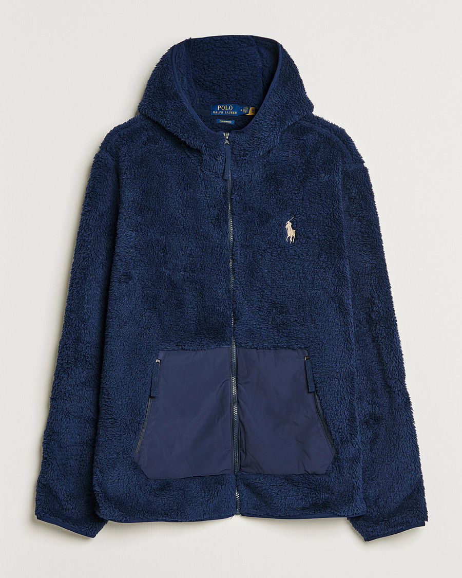 Polo Ralph Lauren Curly Sherpa Full Zip Hoodie Newport Navy at