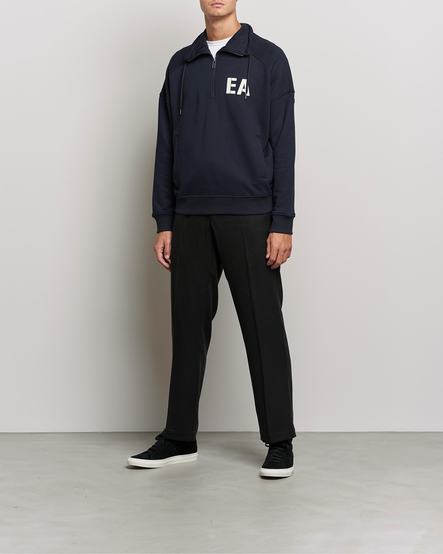 Emporio Armani Half Zip Sweater Navy at CareOfCarl.com