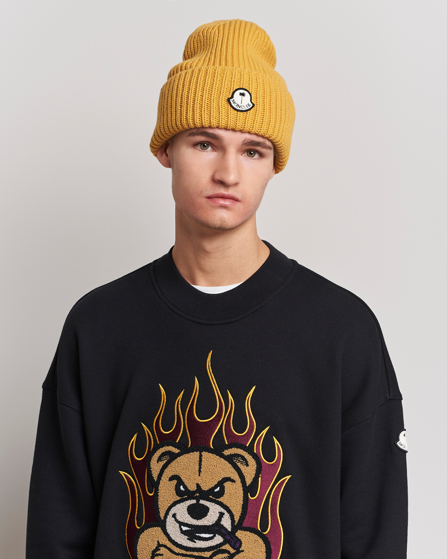 8 Moncler Genius Palm Angels Wool Beanie Yellow at CareOfCarl.com