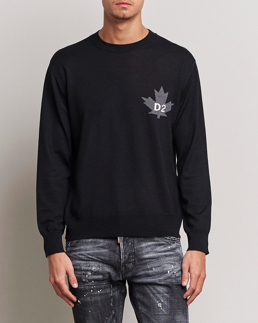 Dsquared2 D2 Leaf Knitted Sweatshirt Black at CareOfCarl.com