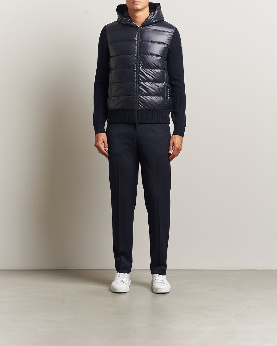 Moncler Padded Hooded Cardigan Navy at CareOfCarl.com
