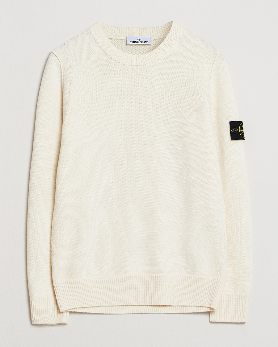 Stone Island Knitted Lambswool Crew Neck Ivory at CareOfCarl.com