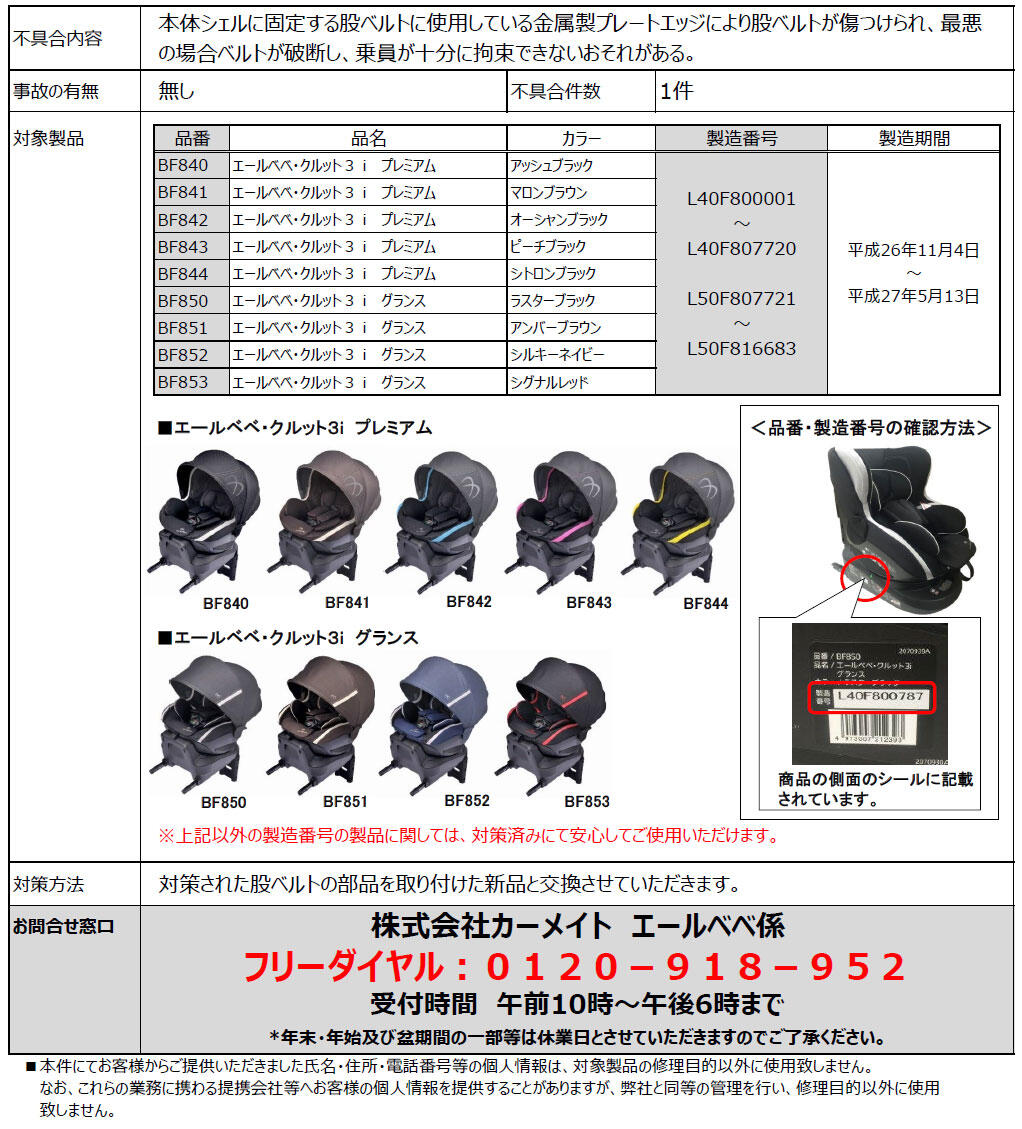 チャイルドシート「エールベベ・クルット 3i（スリーアイ） 」ご愛用の