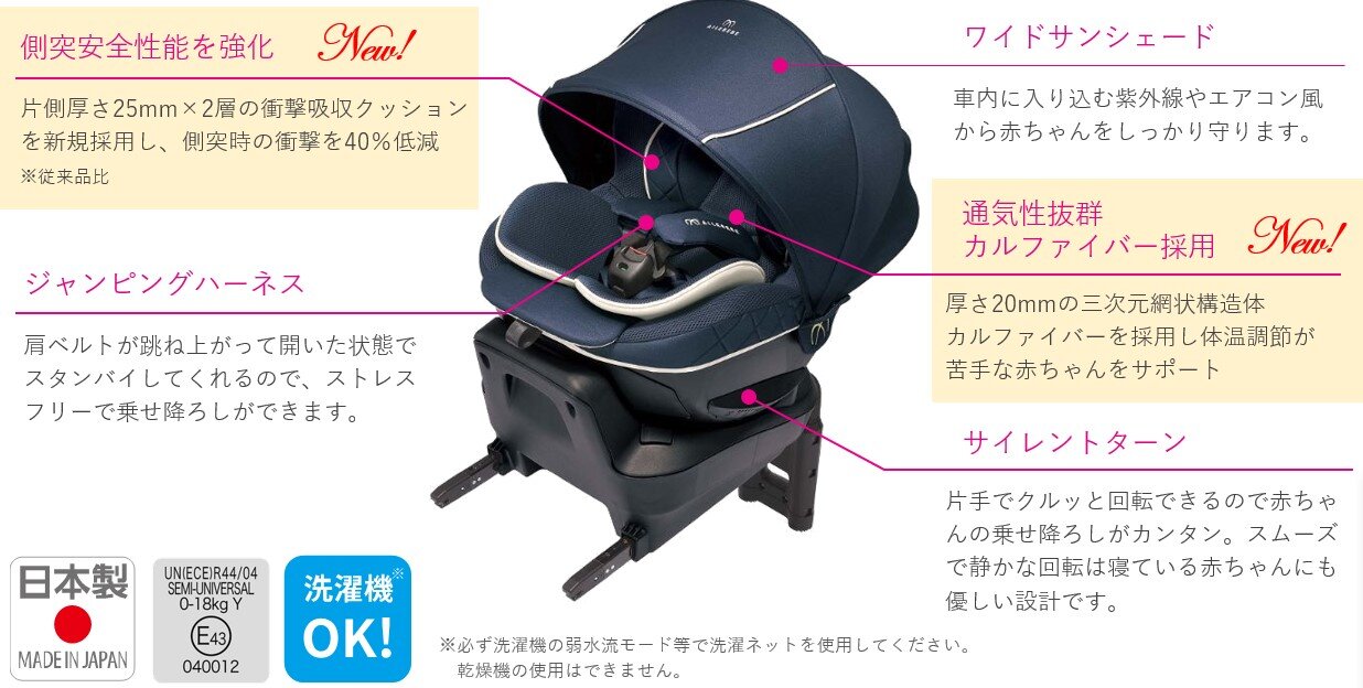 新発売】赤ちゃんの快適性にこだわった 回転式チャイルドシート 上級