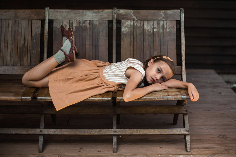 Soor Ploom Eloise Pinafore - Fenugreek – Casp Baby Mommy & Me Boutique