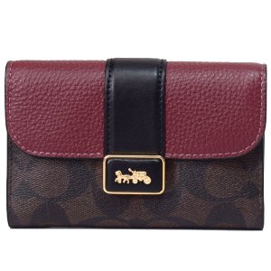 COACH】コーチ コーティングキャンパス レザー シグネチャー チェリー