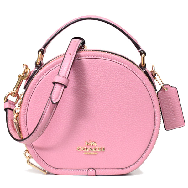 COACH】コーチ ぺブルレザー キャンティーン ロゴ 丸型 ダブルジップ