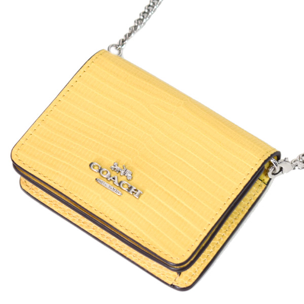 COACH】コーチ リザード レザー 型押し チェーン ロゴ ミニ ウォレット