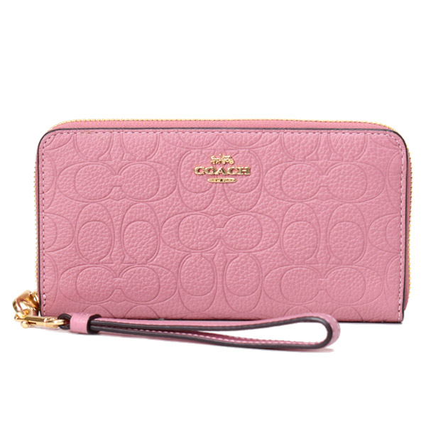 COACH】コーチ 長財布 ぺブルレザー シグネチャー 型押し リストレット