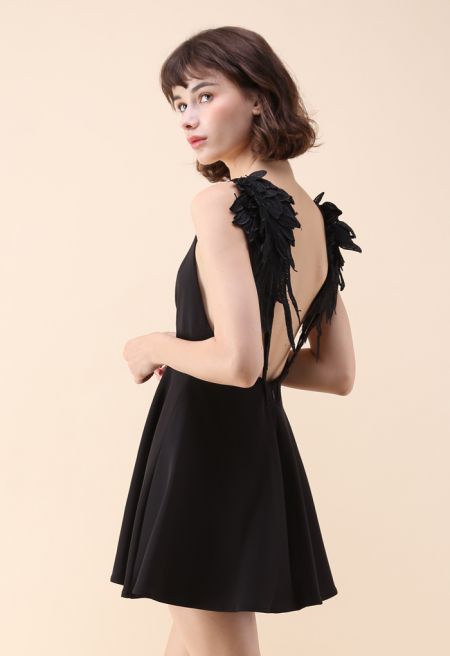 Angel's Wings Cami Dress in Black - Boho Chic, Indie & Romantic