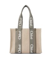 リネン製Woodyトートバッグ 緑 - Chloé