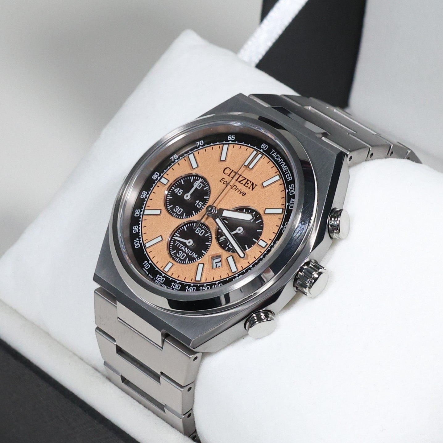 Citizen Zenshin Super Titanium Men's Salmon Dial Chronograph Watch