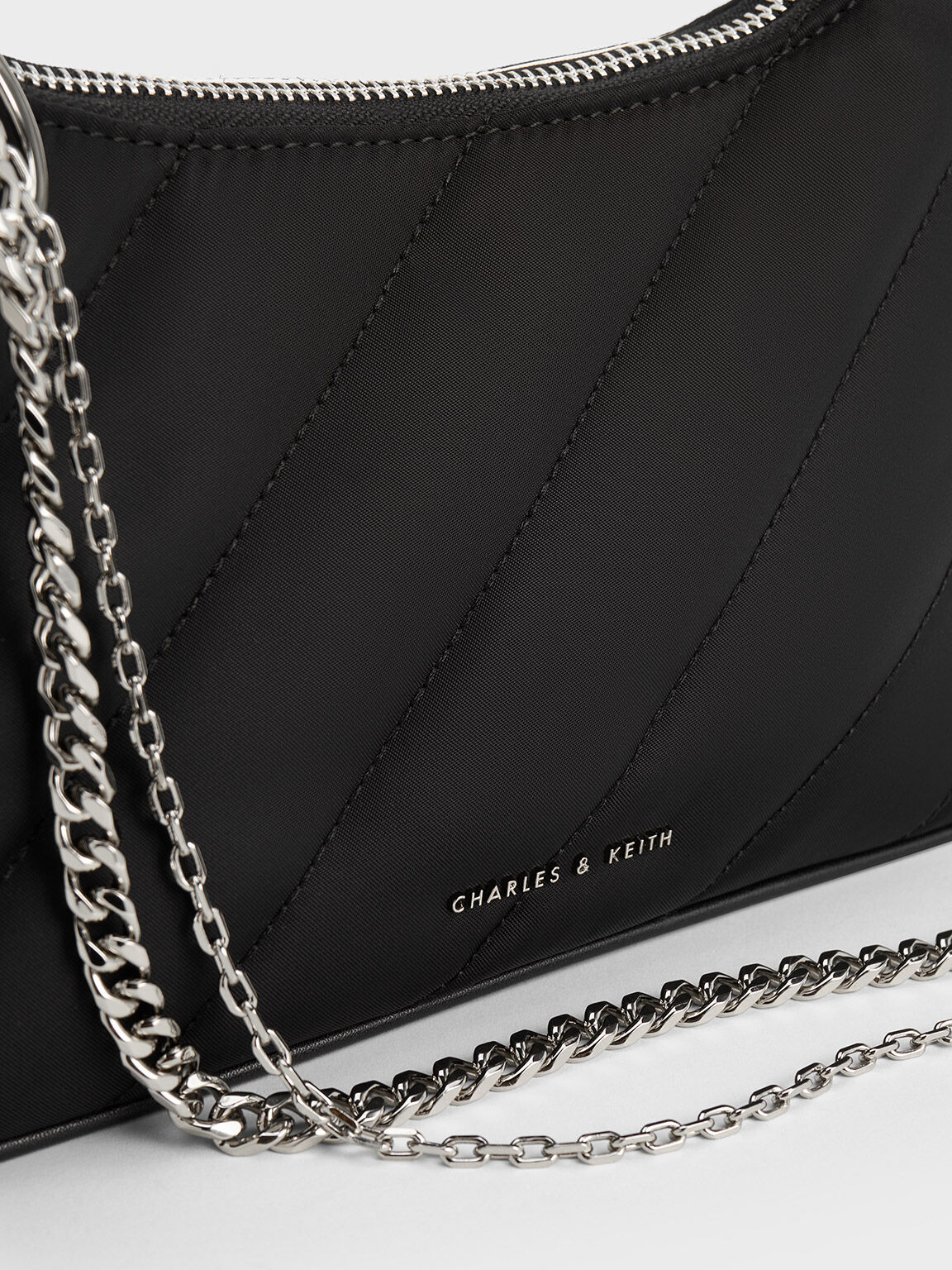 Noir Philomena Nylon Puffy Chain-Strap Crossbody Bag - Noir