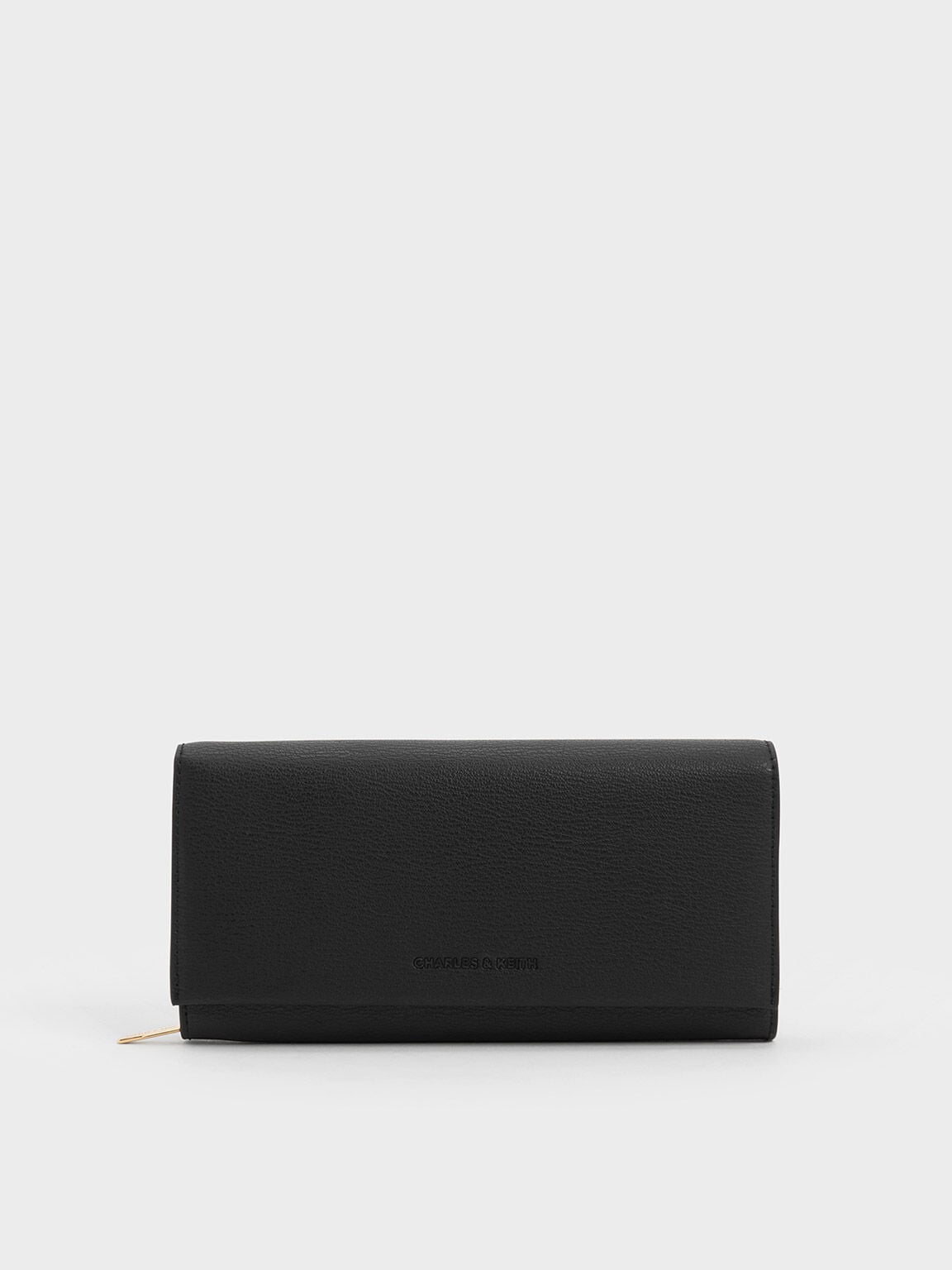 Black Muriel Front Flap Long Wallet - Black - CHARLES & KEITH US