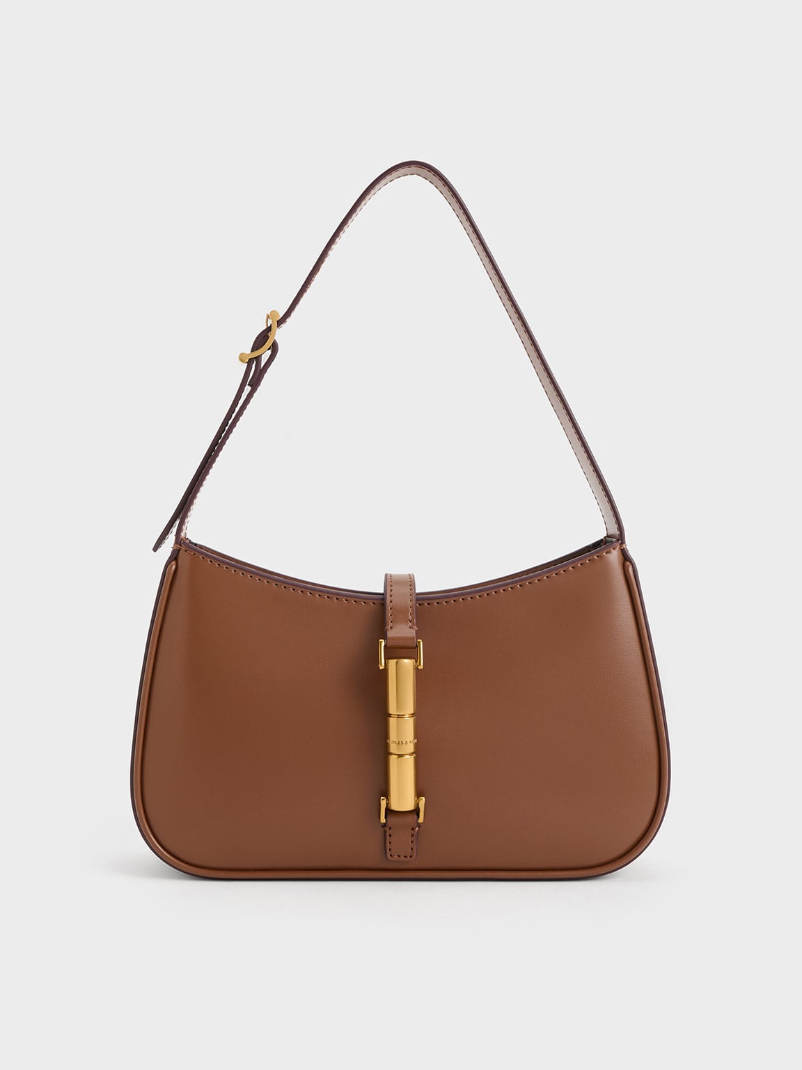 Chocolate Cesia Metallic Accent Shoulder Bag - Chocolate - CHARLES