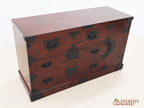 飛鳥工芸家具】欅箪笥 整理箪笥 チェスト 和箪笥 時代たんす 鍵付き