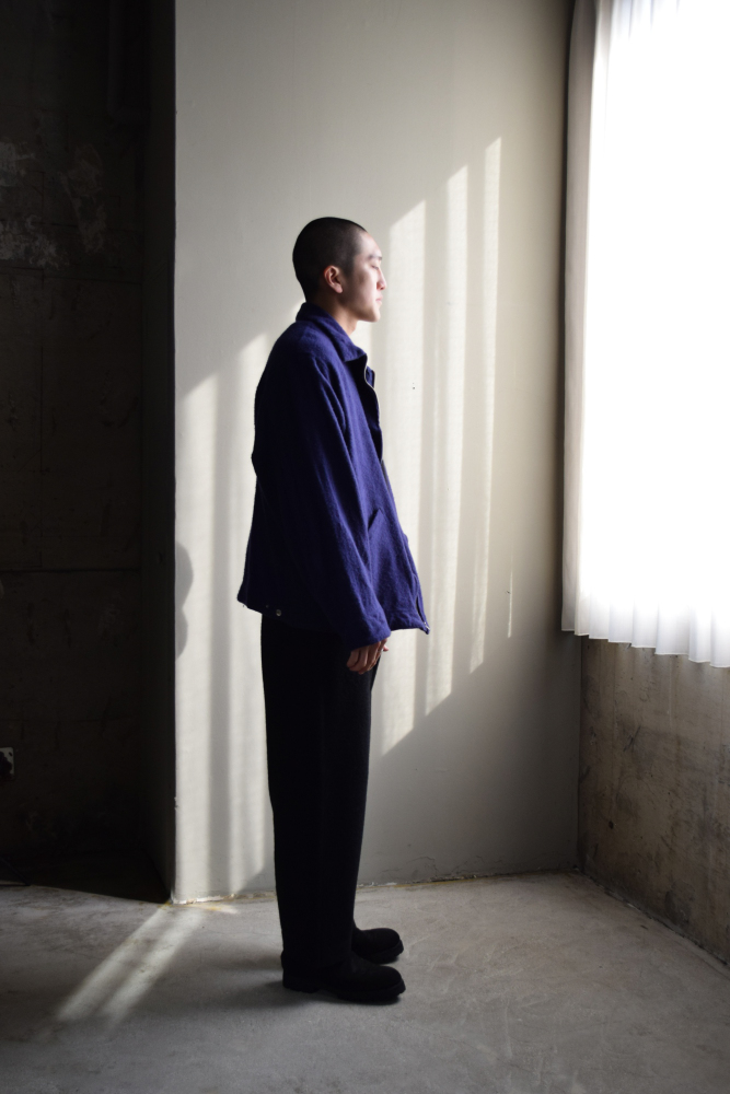 COMOLI (コモリ) 縮絨ウール ジップ ショートジャケット [PURPLE BLUE]