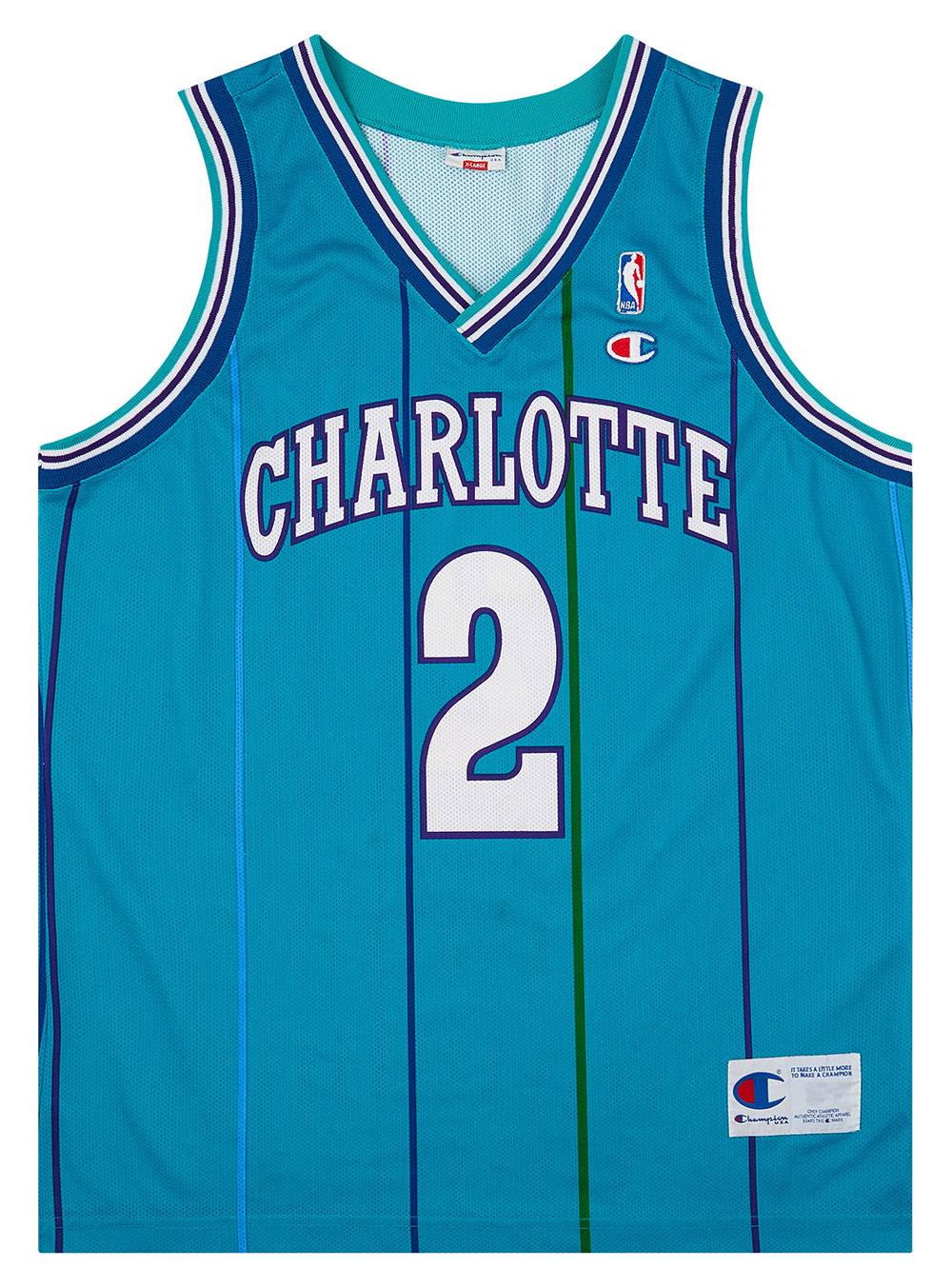 1992-96 Charlotte Hornets Johnson #2 Champion Away Jersey (Very