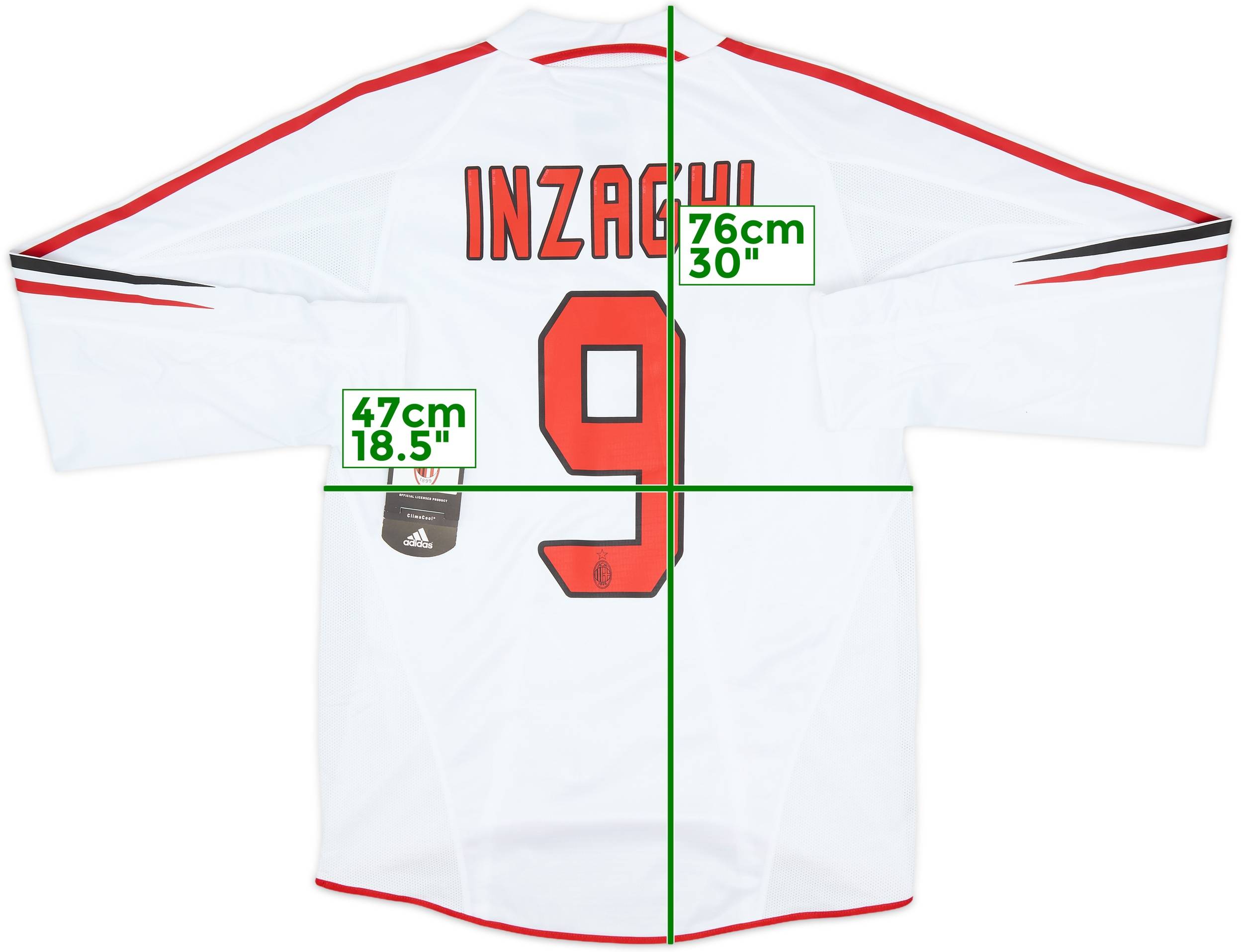 2004-05 AC Milan Player Issue Away L/S Shirt Inzaghi #9 (S)