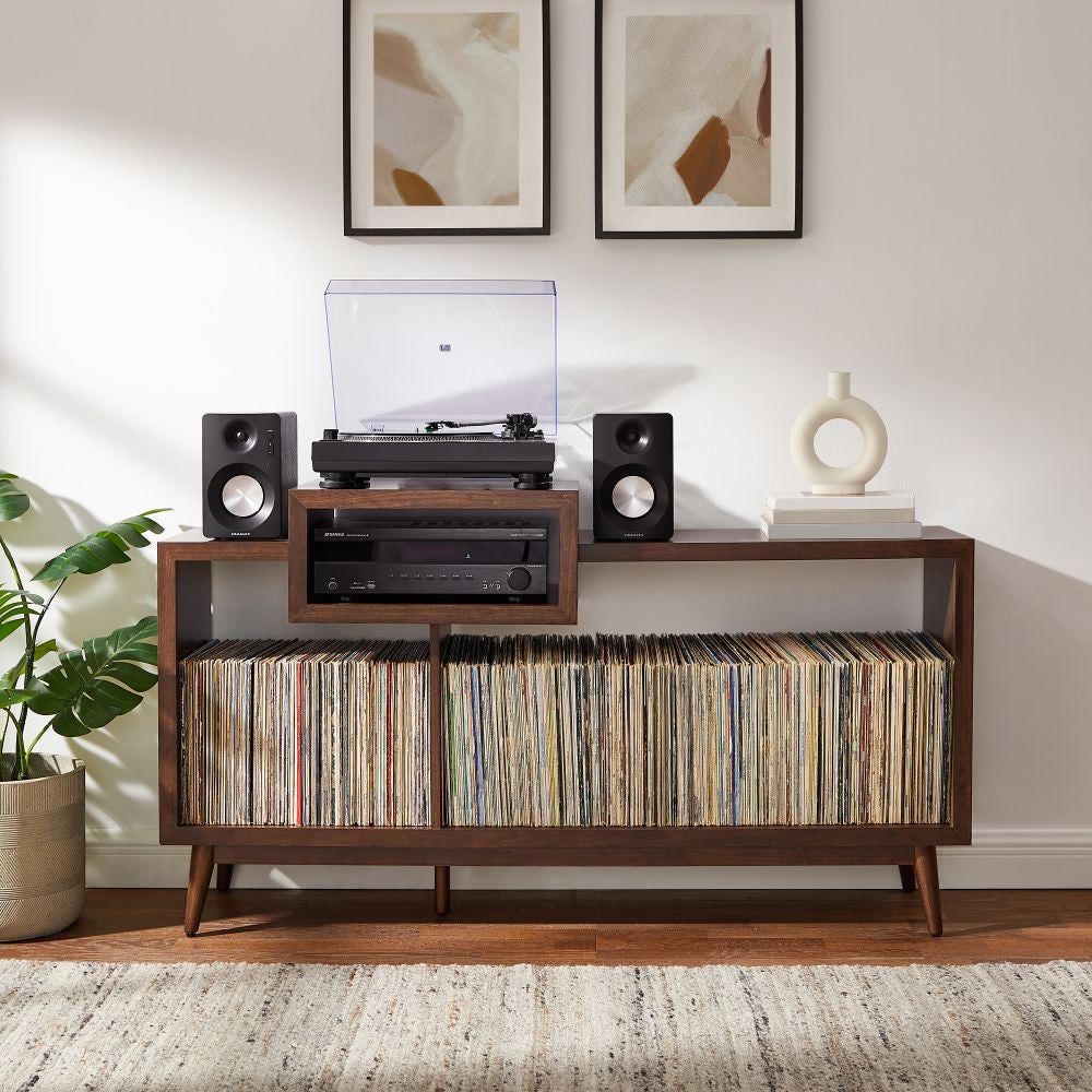 NASHVILLE LARGE RECORD PLAYER STAND WITH VINYL STORAGE | Crosley