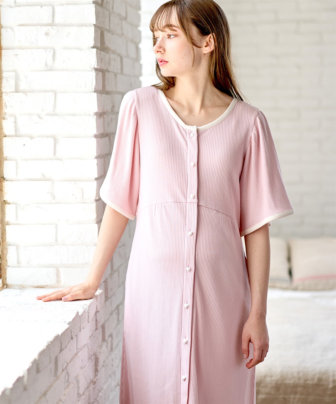 テレコバイカラーネグリジェ/パジャマ/ルームウェア Rosemadame