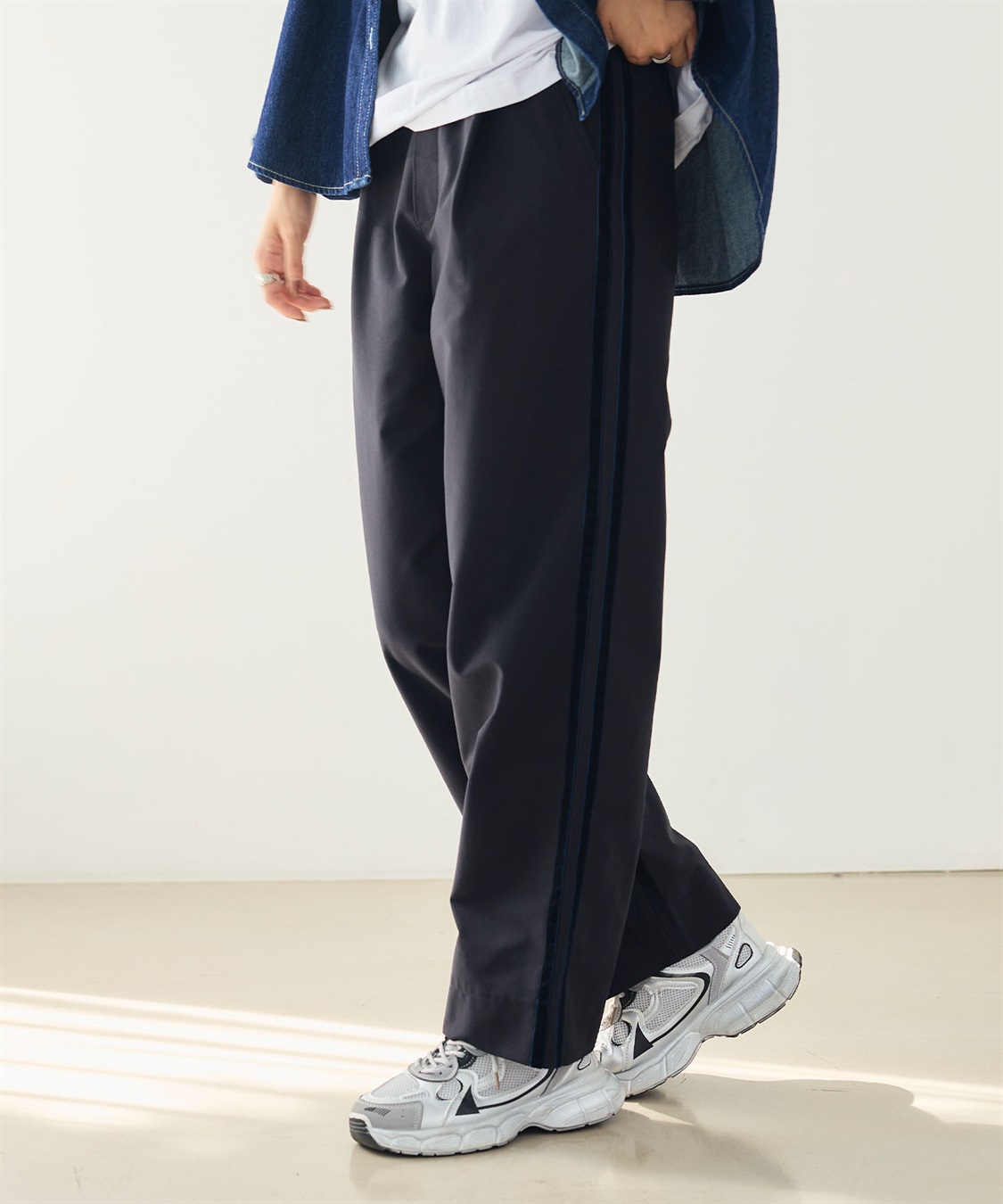 洗える》エブ楽 ジャージーベロアサイドラインパンツ CROSS FUNCTION