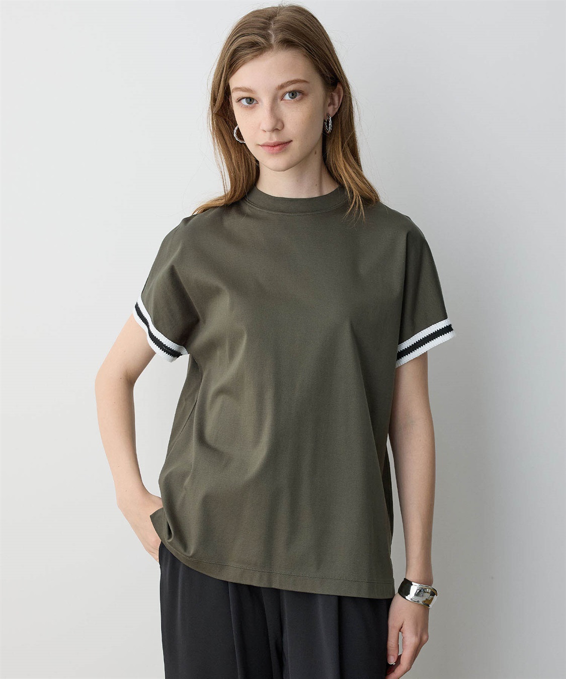 ラインモックネックTシャツ【接触冷感】 LE SOUK HOLIDAY｜クロス