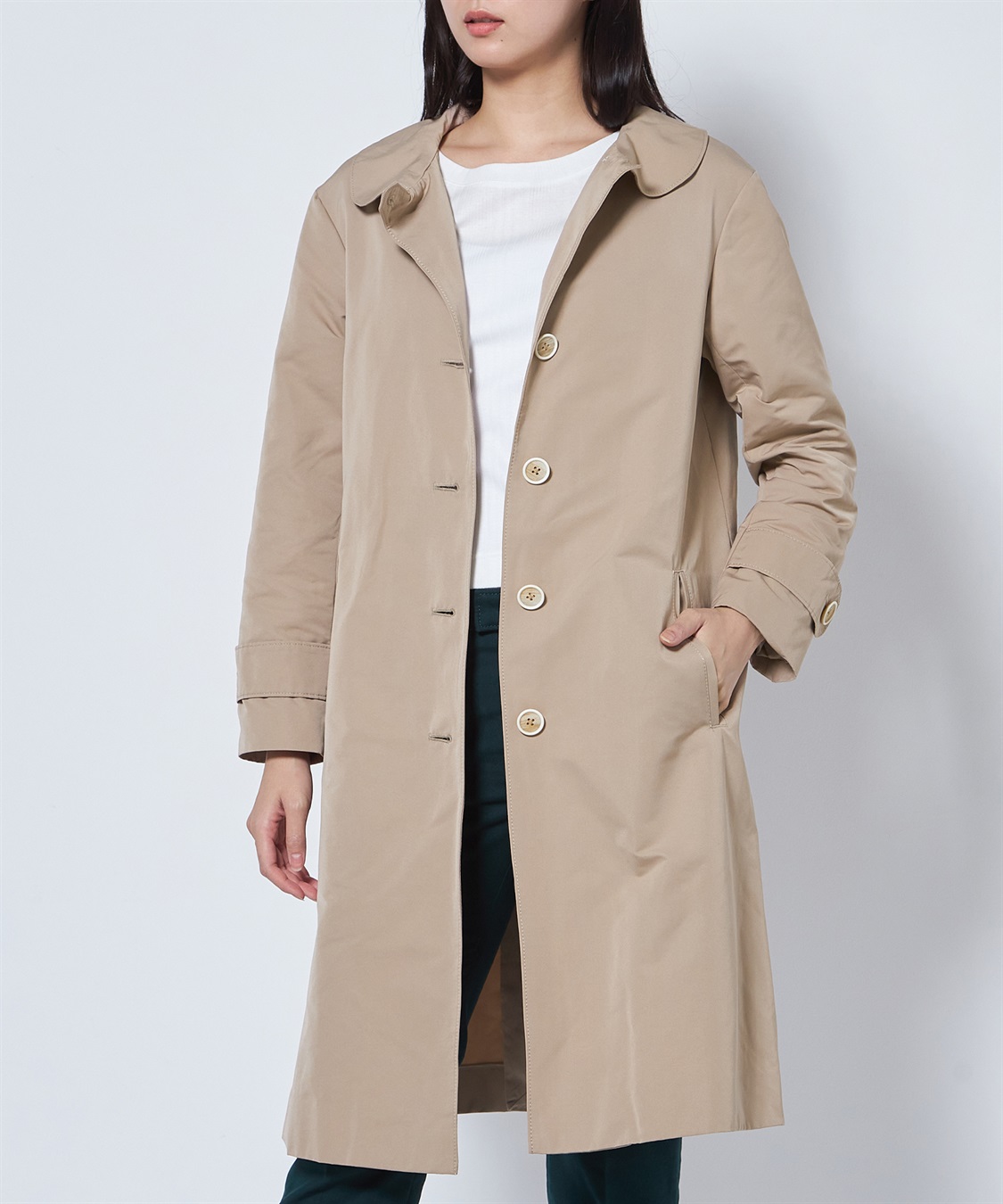 TIME SALE】丸衿グログランステンカラーコート 49AV JUNKO SHIMADA