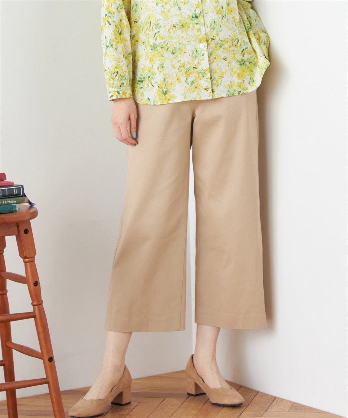 試着のみ grin ナチュラルランドリーイエロー ガウチョパンツ サイズ2