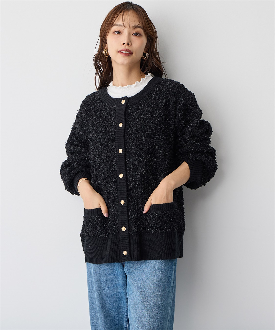 YONFA ヨンファ ニットケープカーディガン (black) YONFA ヨンファ