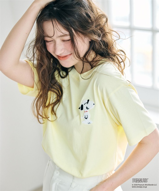 PEANUTS/ピーナッツ】SNOOPY/スヌーピー胸ポケットサガラ刺繍半袖T