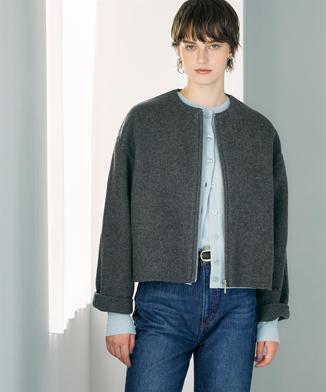 ウールメルトンショートジップリバーコート N.O.R.C｜クロスプラス公式