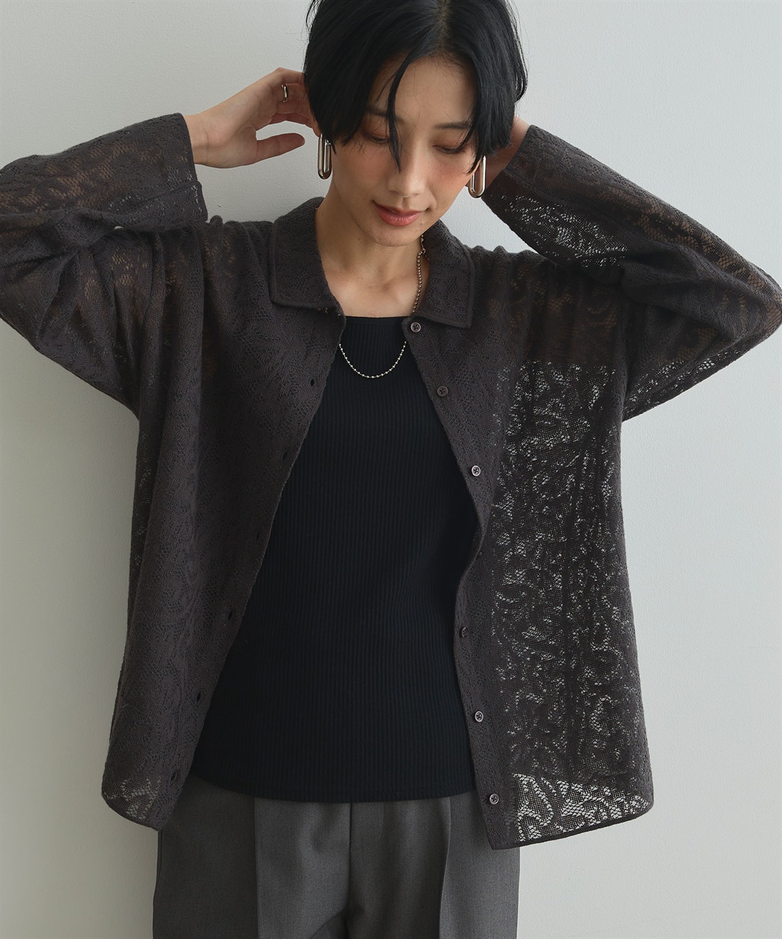 ディスカウント 新品 レザレクション 黒カーディガン レザレクション