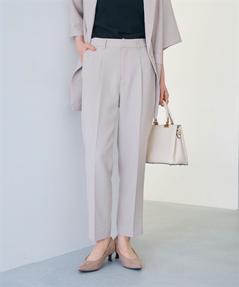 シワになりにくい》サマナチュラリネンライクセンタープレステーパード