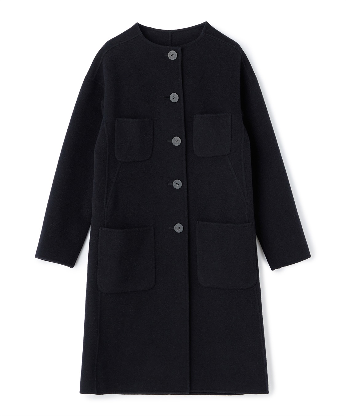 リバー仕立てシングルノーカラーコート 49AV JUNKO SHIMADA｜クロス