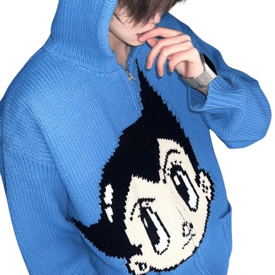 Astro Boy zip-up hoodie sweater knit ユニセックス男女兼用 アストロ