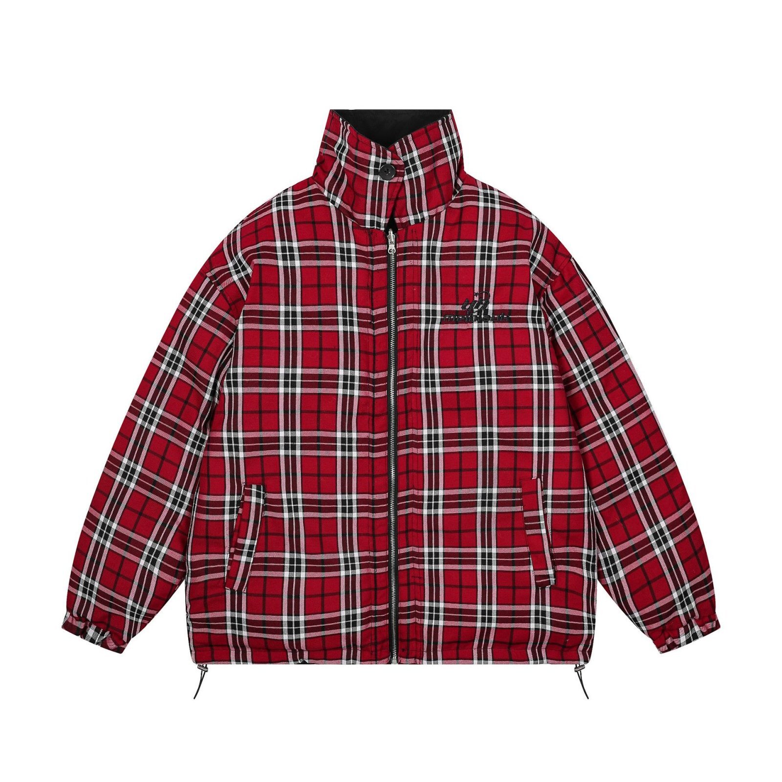 Unisex Color block check pattern reversible down jacket 男女兼用