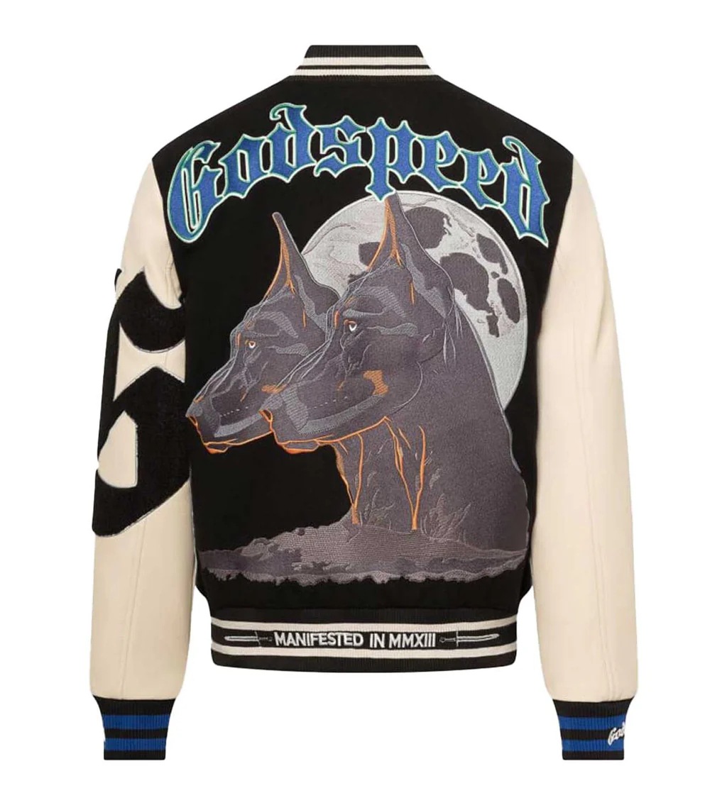 GODSPEED Big Dog Embroidered Patchwork Stadium Jumper jacket