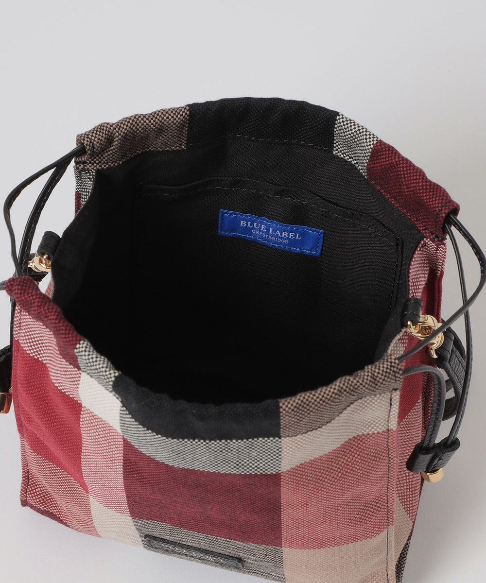 クレストブリッジチェックキャンバス巾着ショルダー（バッグ）｜BLUE