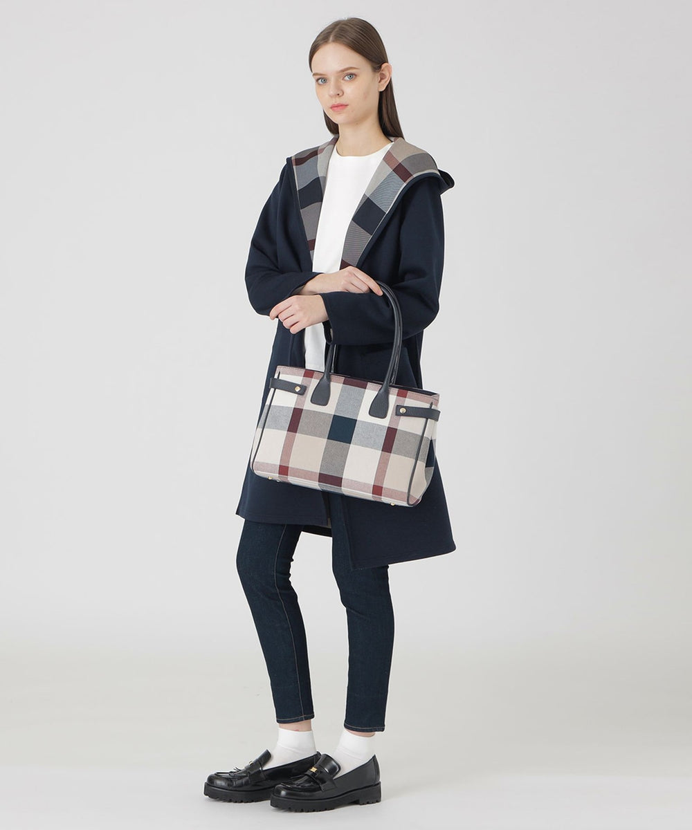 クレストブリッジチェックキャンバスハトメトート（バッグ）｜BLUE