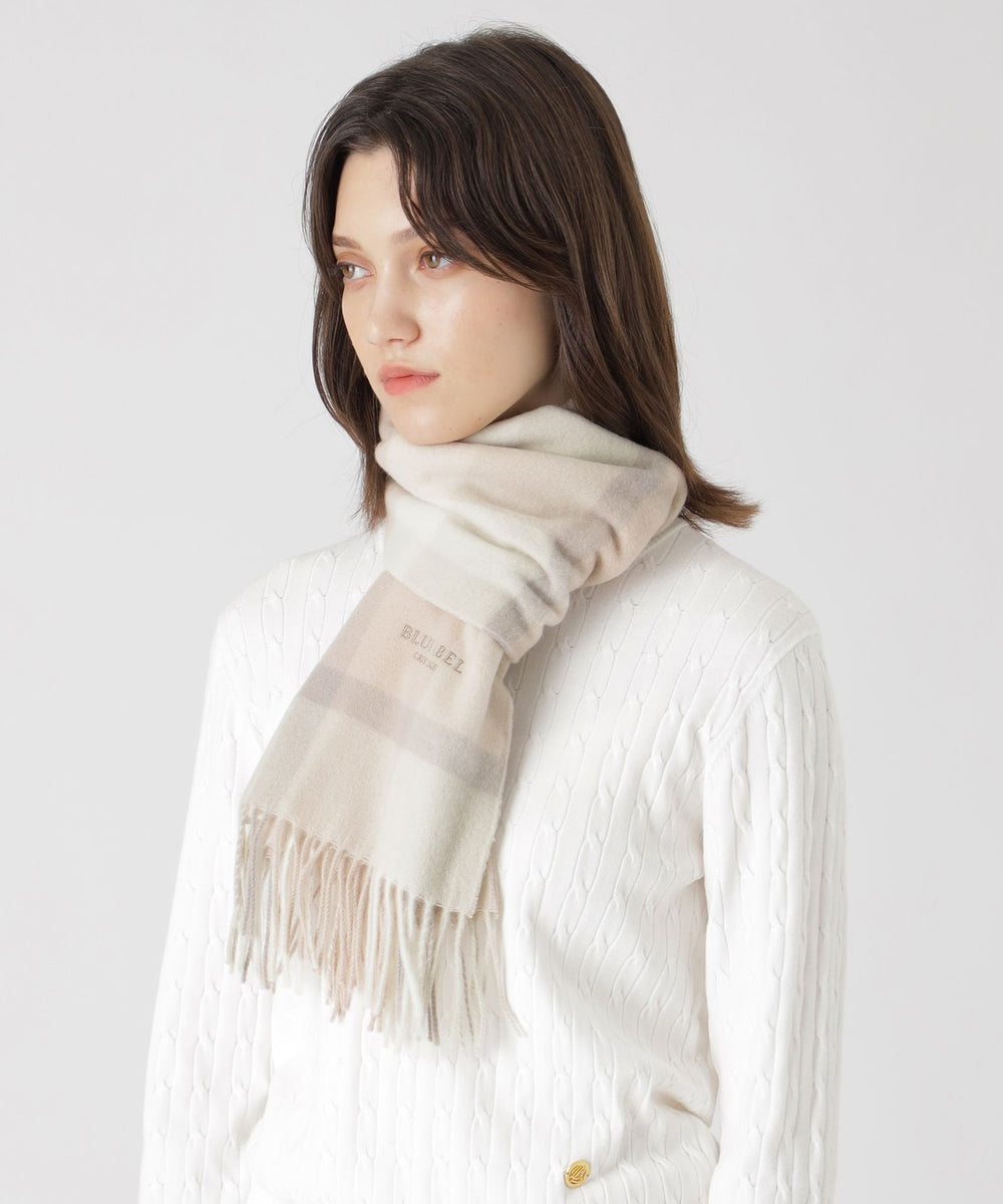 クレストブリッジチェックウォッシャブルカシミヤマフラー（マフラー