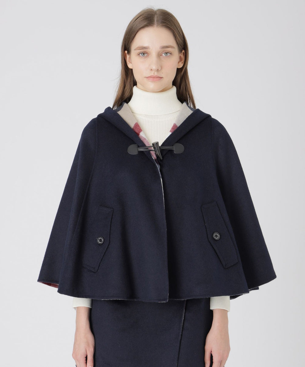 取扱店舗限定】クレストブリッジチェックリバーポリウールケープコート