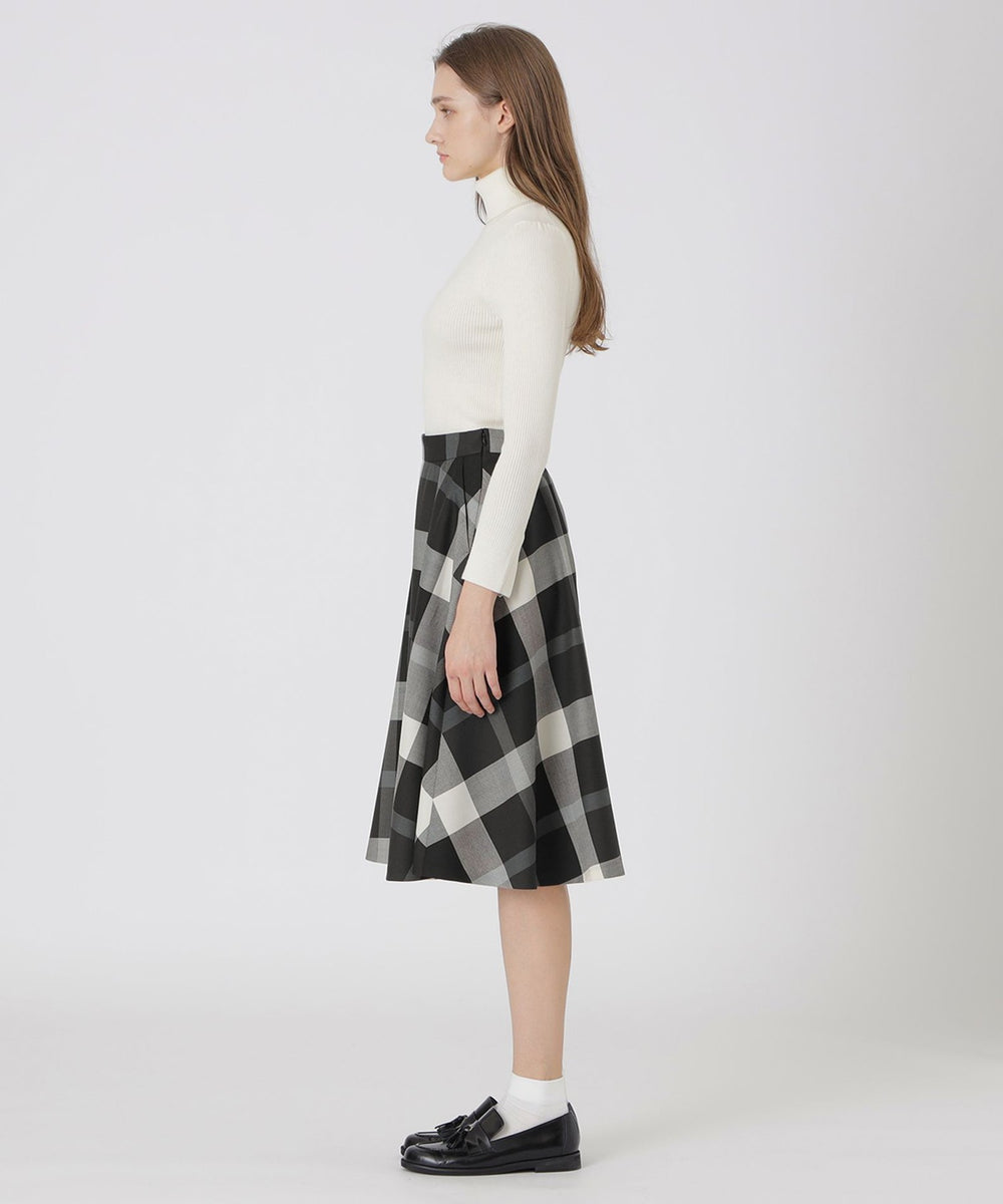 クレストブリッジチェックサキソニーフレアスカート（スカート）｜BLUE