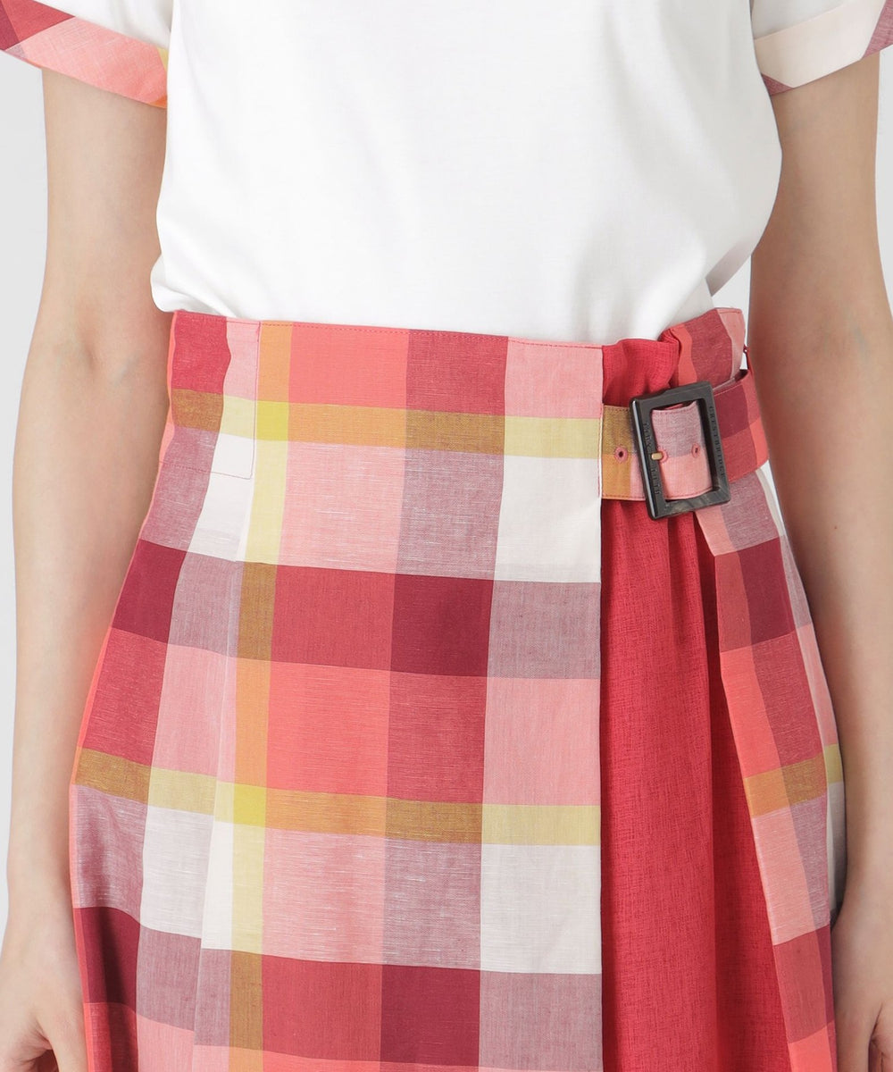 クレストブリッジチェックサイドベルトフレアスカート（スカート