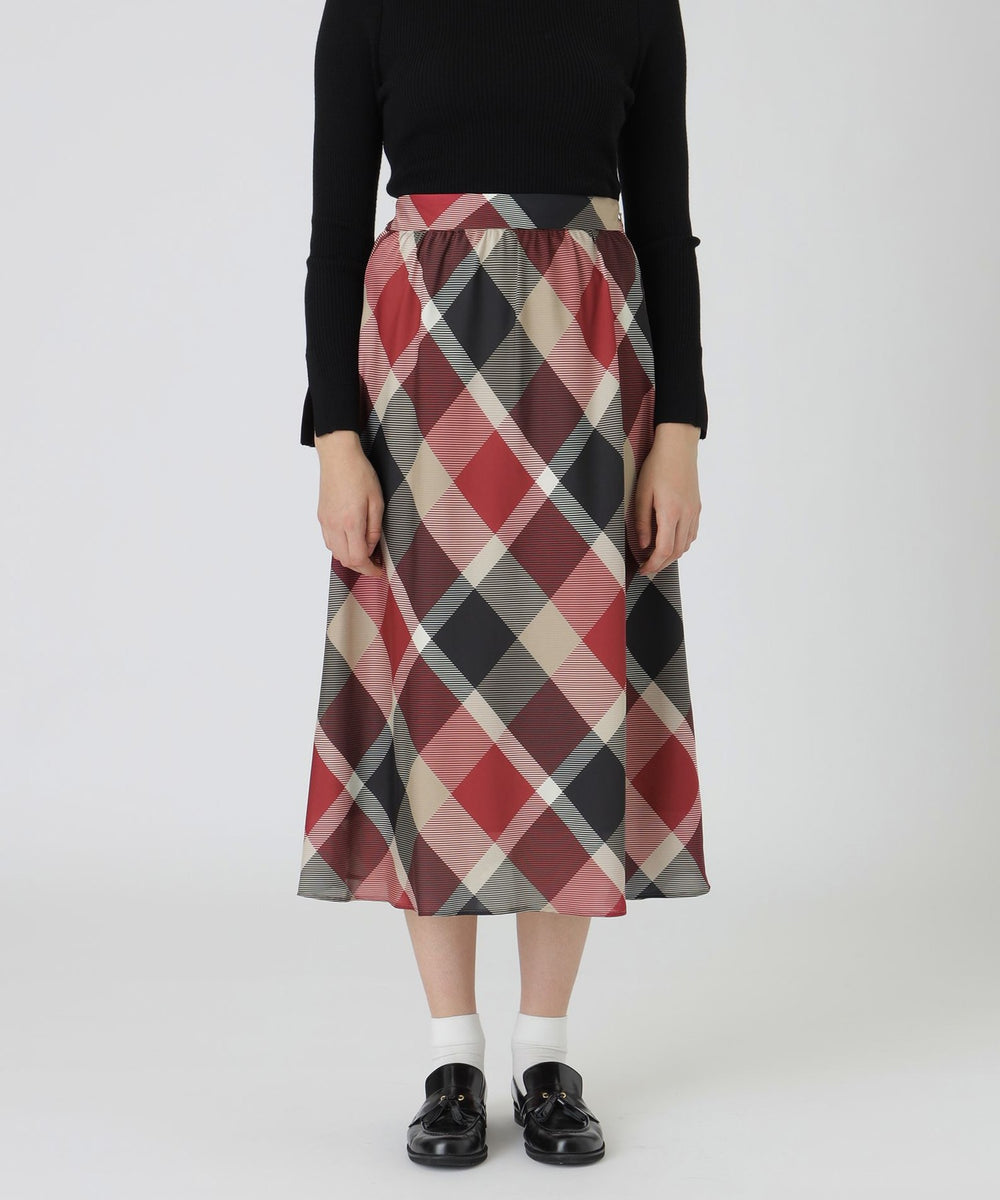 取扱店舗限定】クレストブリッジチェックサテンプリントスカート