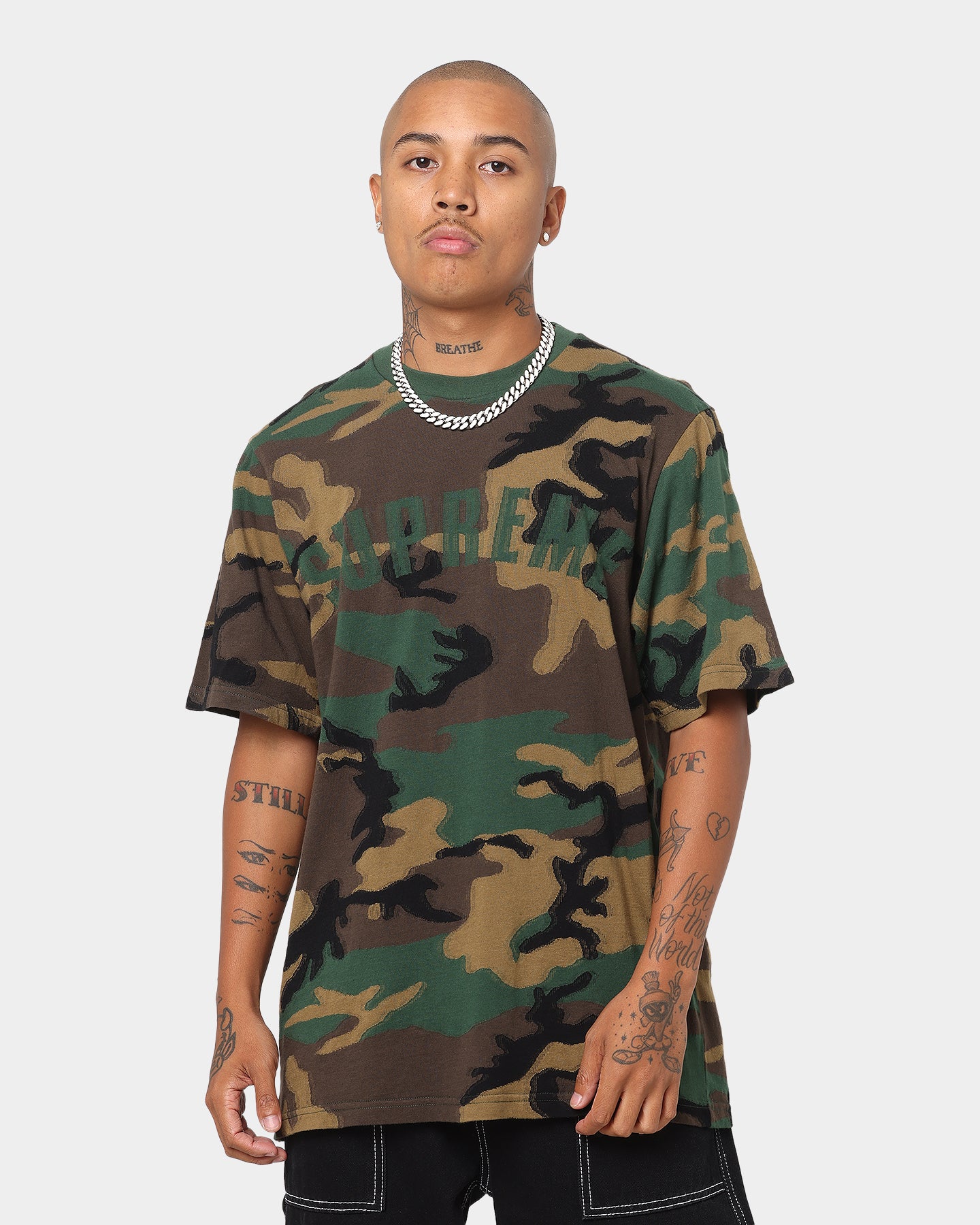 Supreme Intarsia Camo Short Sleeve T-Shirt Woodland Camo | Culture