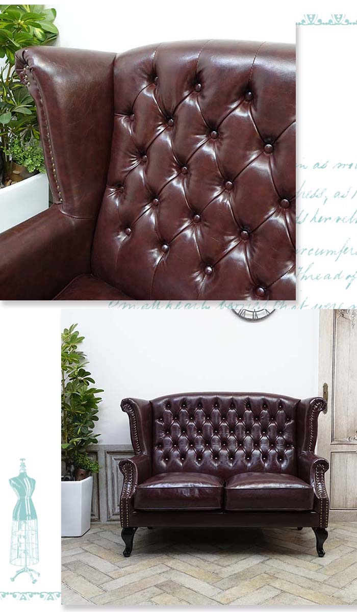 チェスターフィールド ウィングソファ sa925b2-p38k アンティーク