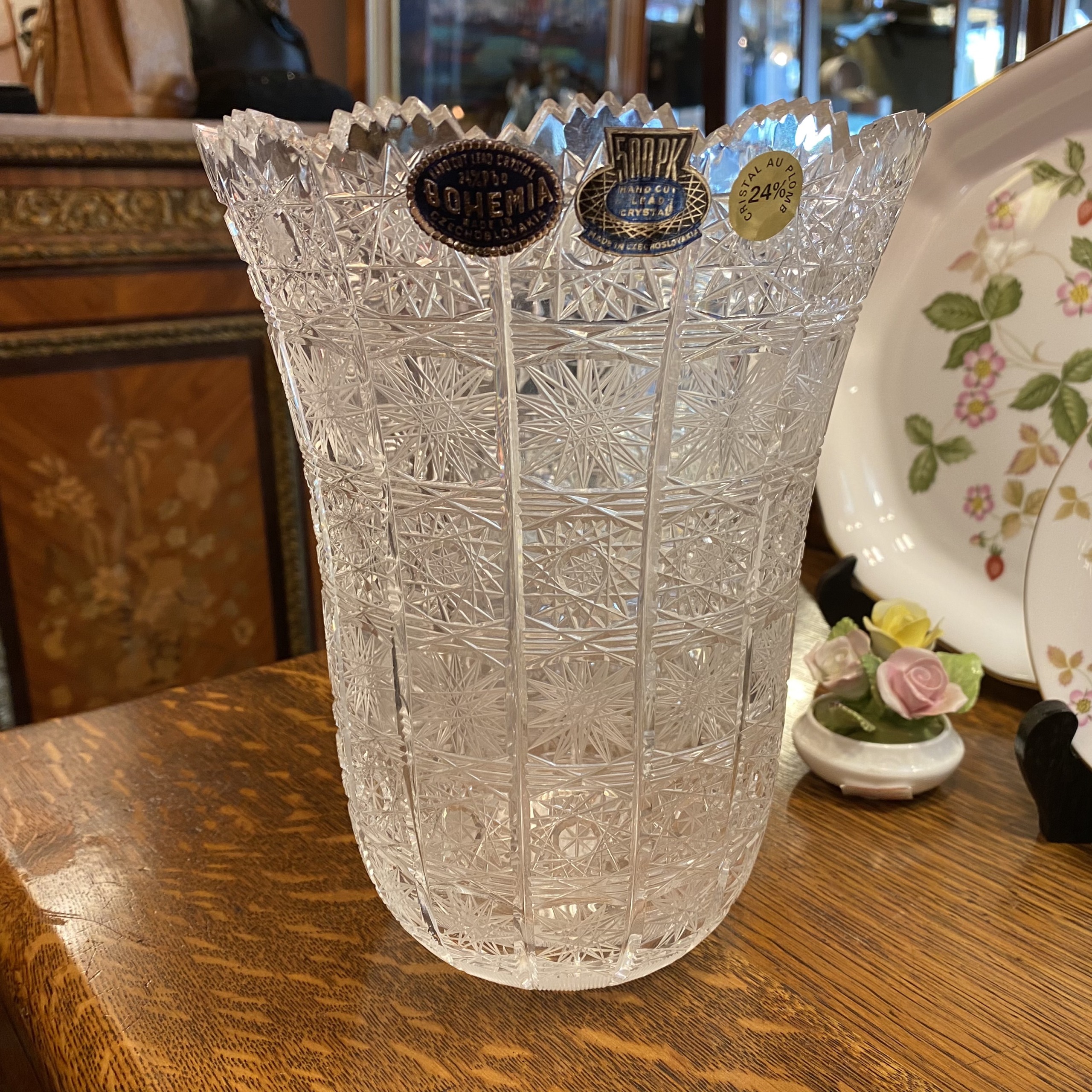 BOHEMIA ボヘミア クリスタル花瓶 (広型) | Antique Nanae