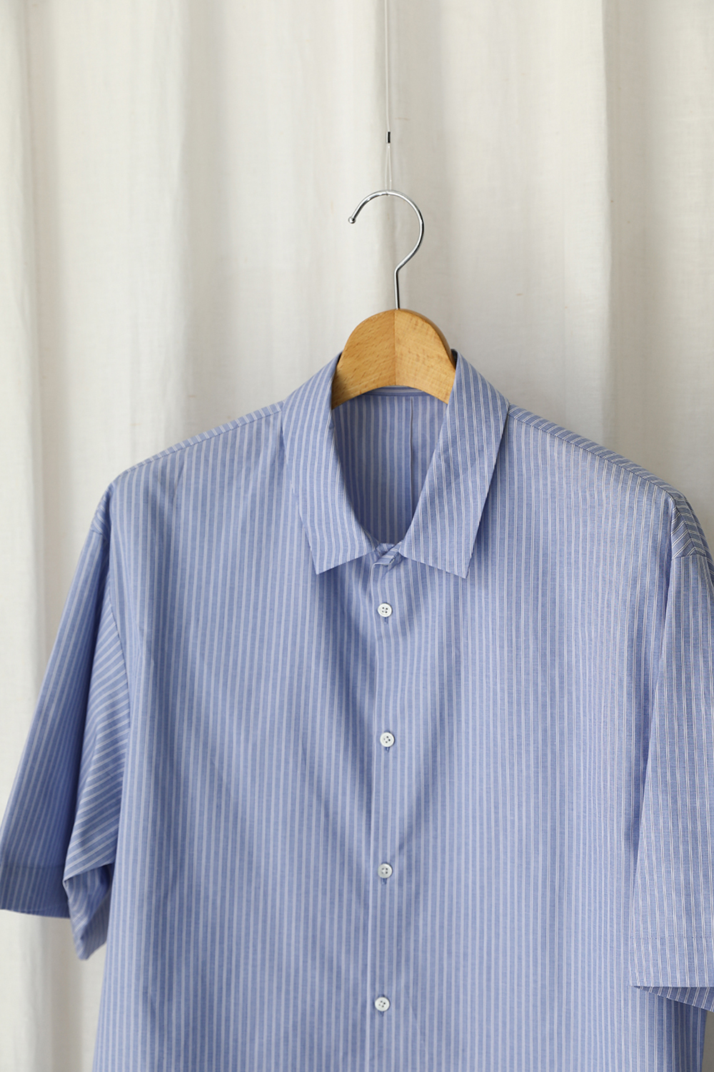 ATON」GIZA STRIPE & SUVIN BROAD OVERSIZED S/S SHIRT | ANOTHER LOUNGE