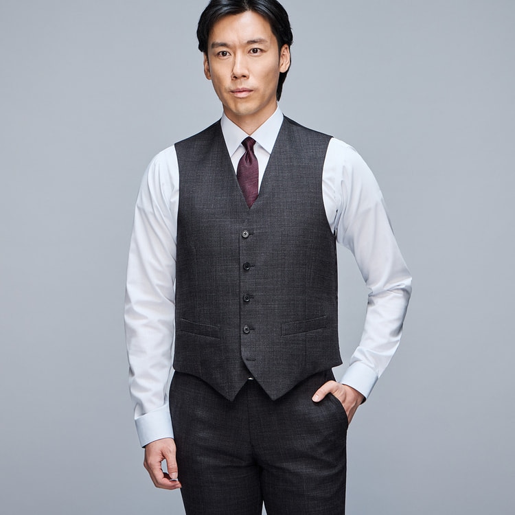 リバーシブルベスト グレー×チャコールグレー MAJI スリム 別売り